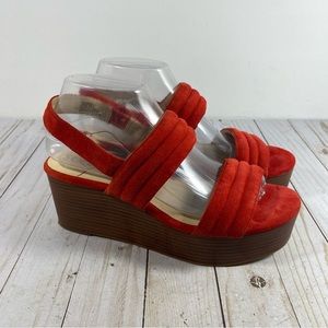 Sole Society Amberly Red Suede Platform Sandals 8